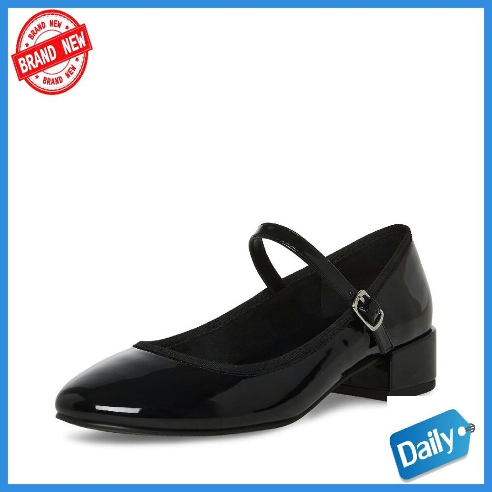 Glossy PU Ballet Flats with Adjustable Buckle Closure, Size Available